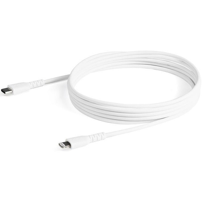 StarTech.com 6 foot/2m Durable White USB-C to Lightning Cable, Rugged Heavy Duty Charging/Sync Cable for Apple iPhone/iPad MFi Certified