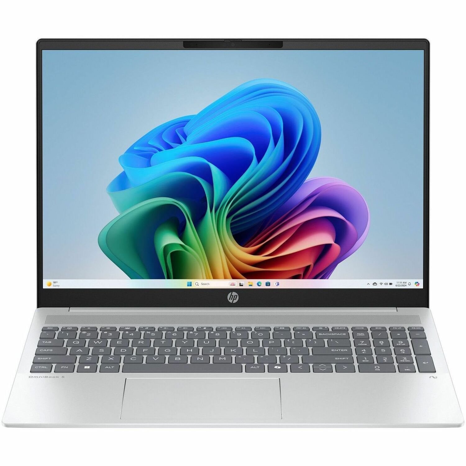 HP OmniBook 5 16-ag1000 16-ag1004AU 16" Touchscreen Copilot+ PC Notebook - 2K - AMD Ryzen AI 7 350 - 32 GB - 512 GB SSD - Glacier Silver Aluminum