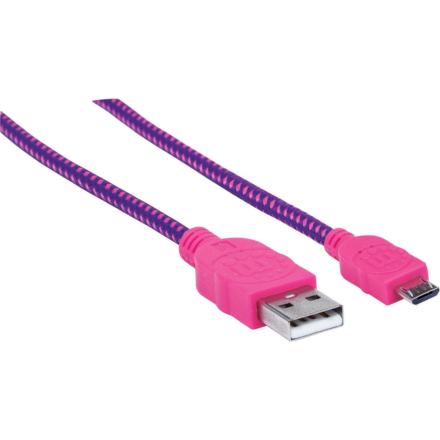Manhattan Braided USB 2.0 A Male / Micro-B Male, 6 ft., Purple/Pink - Retail Package
