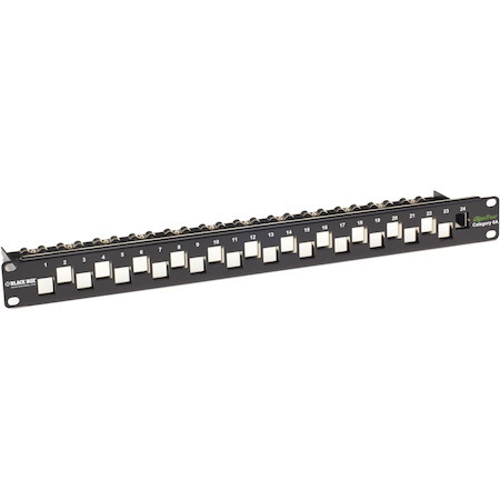 Black Box CAT6A Staggered Multimedia Patch Panel - 1U, Blank, 24-Port