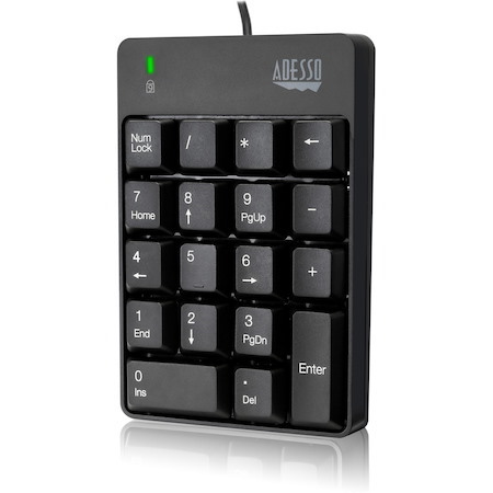 Adesso AKB-601UB Keypad - Cable Connectivity - USB Interface - English (US) - Black