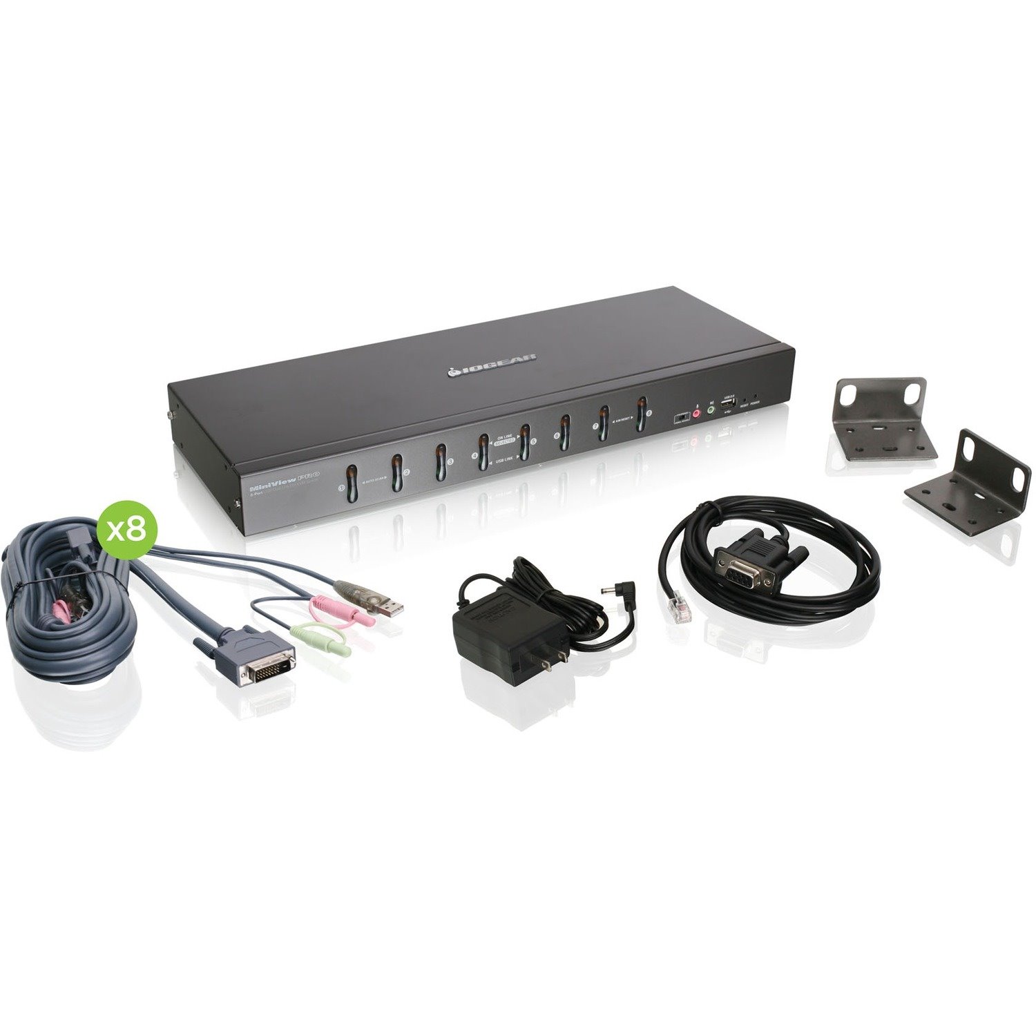 IOGEAR 8-Port Dual Link DVI KVMP Switch KIT