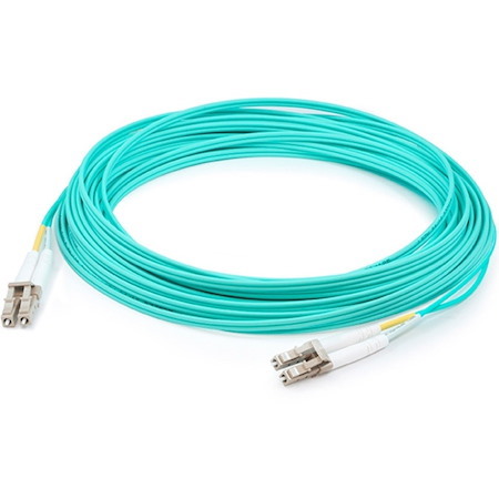 AddOn 35m LC to LC Aqua OM3 Duplex OFNR (Riser-Rated) Fiber Patch Cable