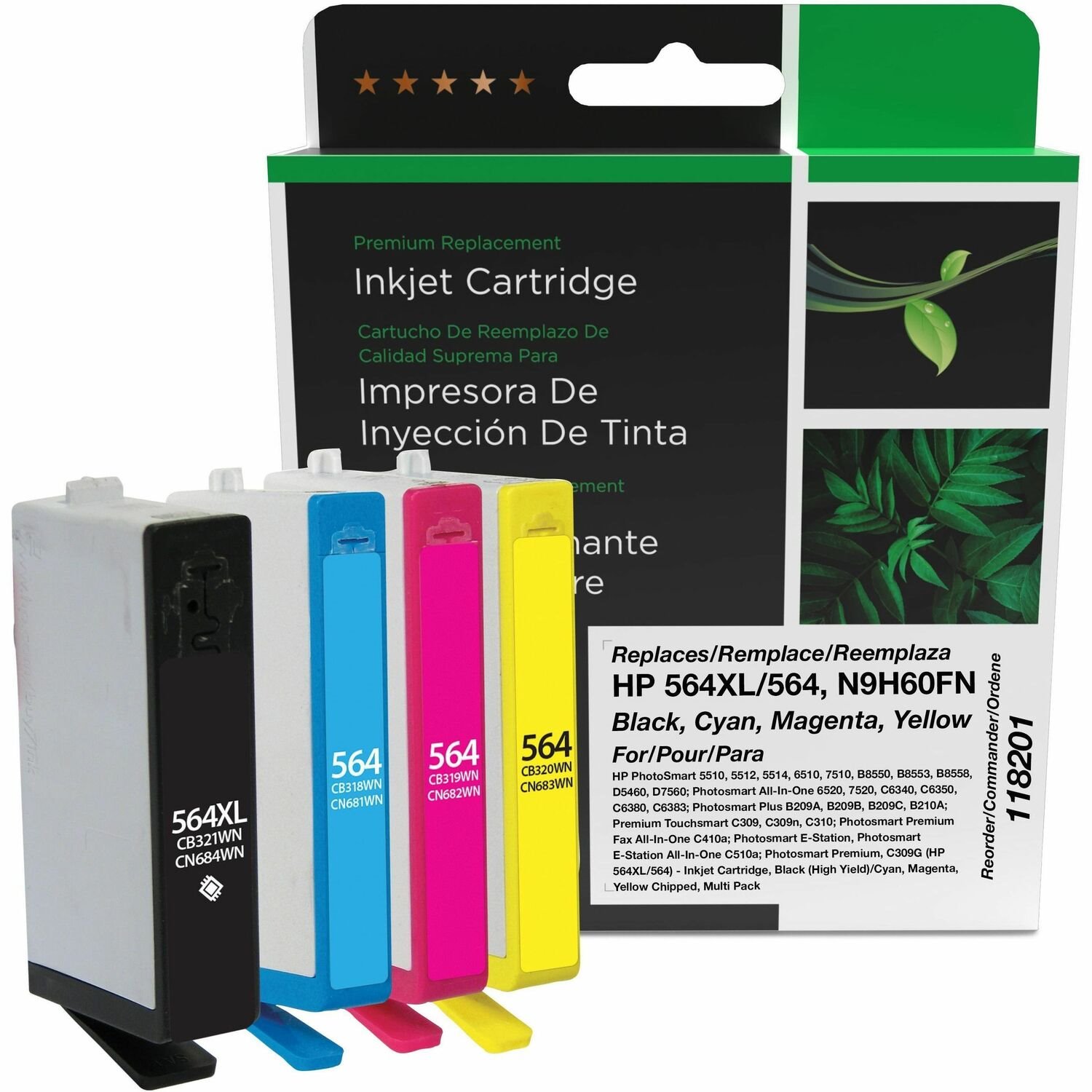 Clover Imaging Remanufactured Black High Yield, Cyan, Magenta, Yellow Ink Cartridges for HP 564XL/564 (N9H60FN) 4-Pack