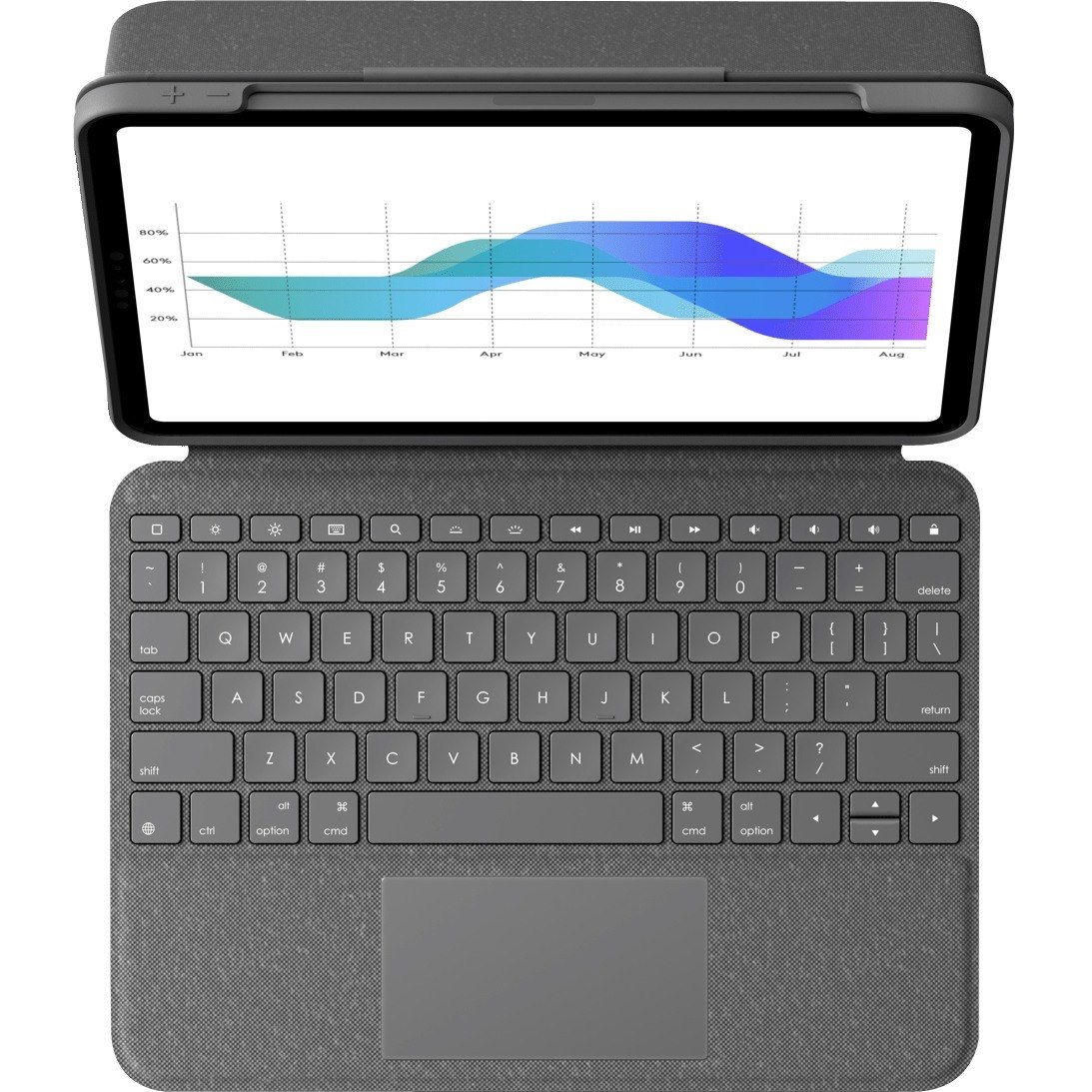 Logitech Folio Touch Keyboard/Cover Case for 27.9 cm (11") iPad Air (4th Generation) Tablet - Oxford Gray