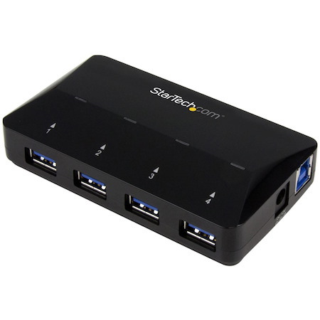 StarTech.com 4-Port USB 3.0 Hub plus Dedicated Charging Port - 5Gbps - 1 x 2.4A Port - Desktop USB Hub and Fast-Charging Station
