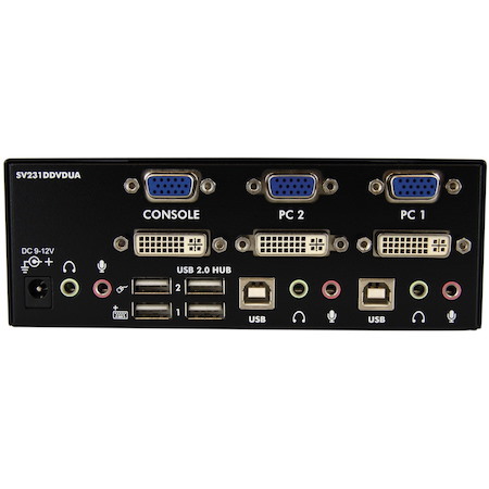 StarTech.com 2 Port DVI VGA Dual Monitor KVM Switch with Audio & USB Hub