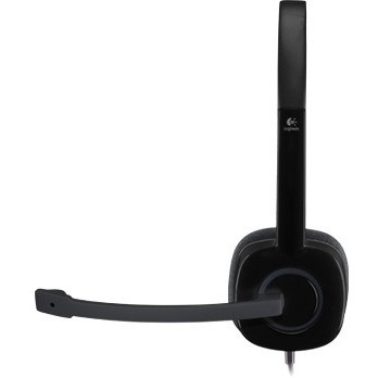 Logitech H151 Stereo Headset with Rotating Boom Mic (Black) - Stereo - 3.5MM AUDIO JACK CONNECTION - Wired - In-Line Control - 22 Ohm - 20 Hz - 20 kHz - Over-the-head - 5.9 ft Cable - Black