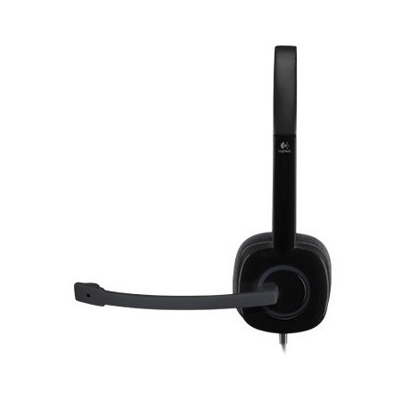 Logitech H151 Stereo Headset with Rotating Boom Mic (Black) - Stereo - 3.5MM AUDIO JACK CONNECTION - Wired - In-Line Control - 22 Ohm - 20 Hz - 20 kHz - Over-the-head - 5.9 ft Cable - Black