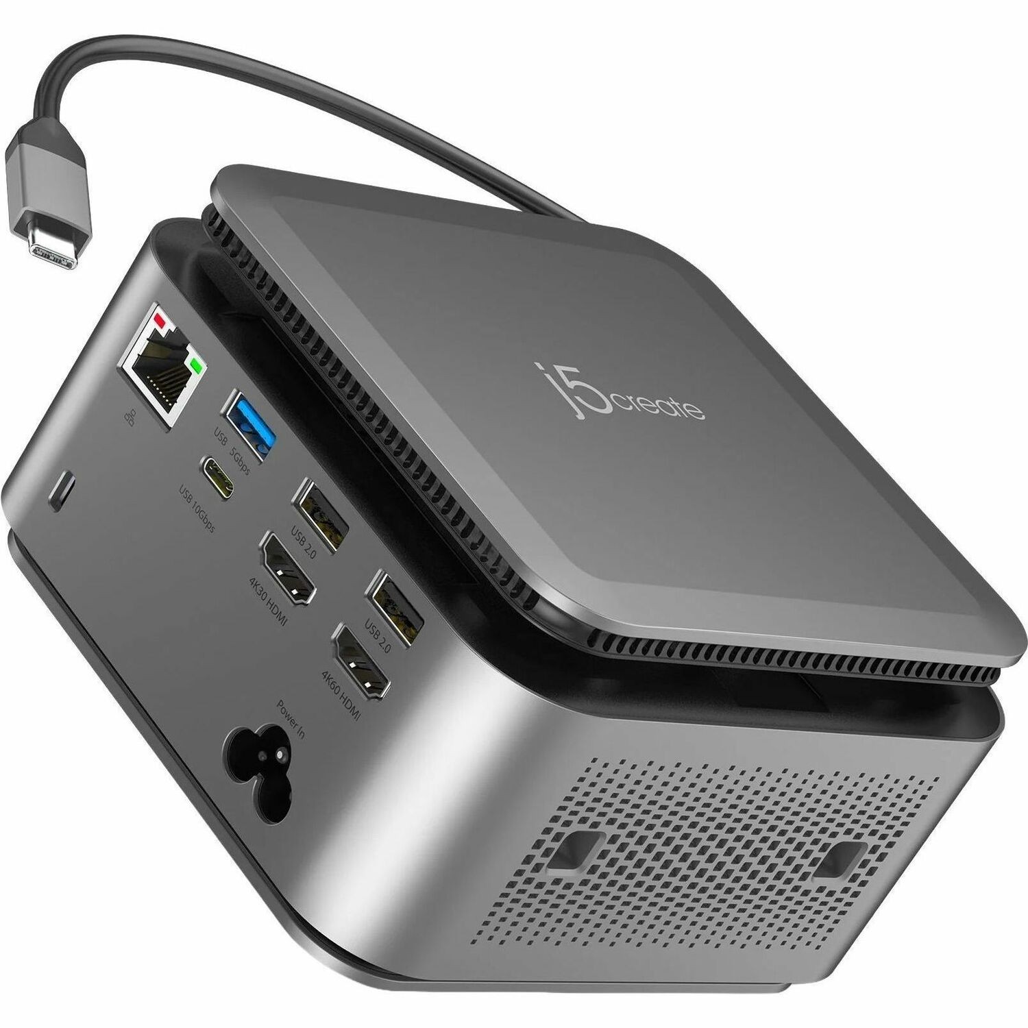 j5create JCDP4140 Docking Station for Notebook, Tablet, Smartphone, Workstation, MacBook - Charging Capability - Memory Card Reader - SD - 163 W Power Supply - Space Gray - Desktop