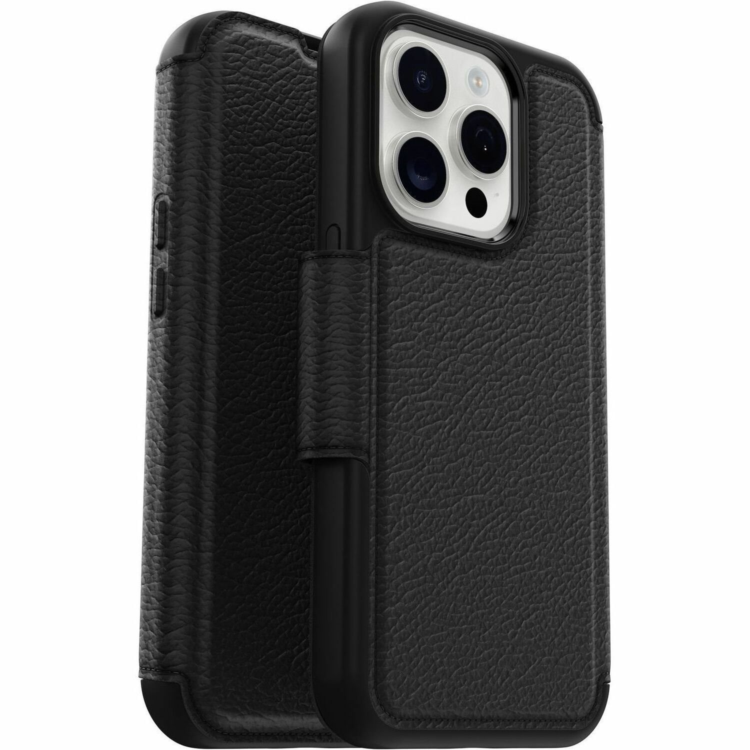 OtterBox Strada Carrying Case (Folio) Apple iPhone 15 Pro Smartphone, Card, Cash - Shadow Black