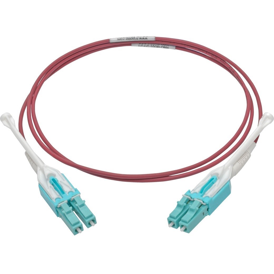 Eaton Tripp Lite Series 10G Duplex Multimode 50/125 OM4 LSZH Fiber Optic Cable (LC/LC), Push/Pull Tabs, Magenta, 1 m