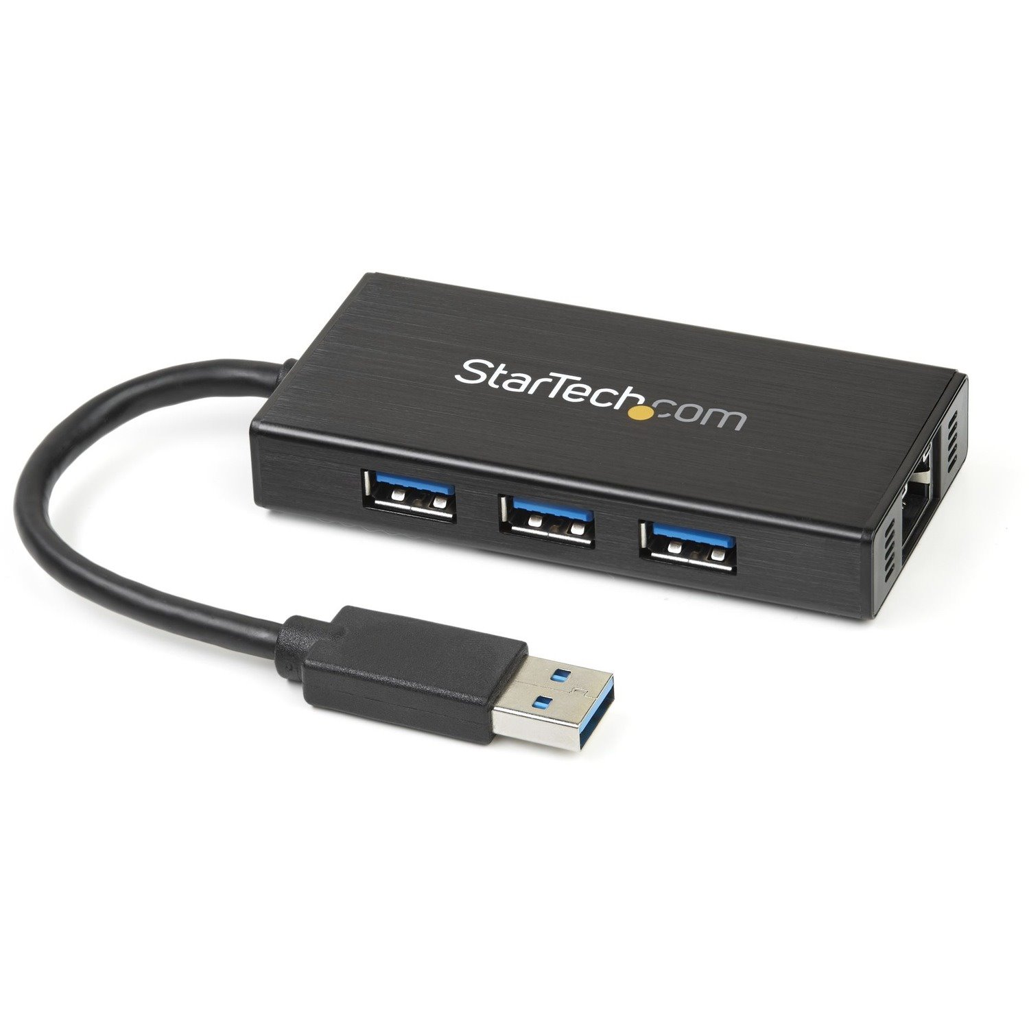 StarTech.com 3 Port Portable USB 3.0 Hub with Gigabit Ethernet Adapter NIC - 5Gbps - Aluminum w/ Cable