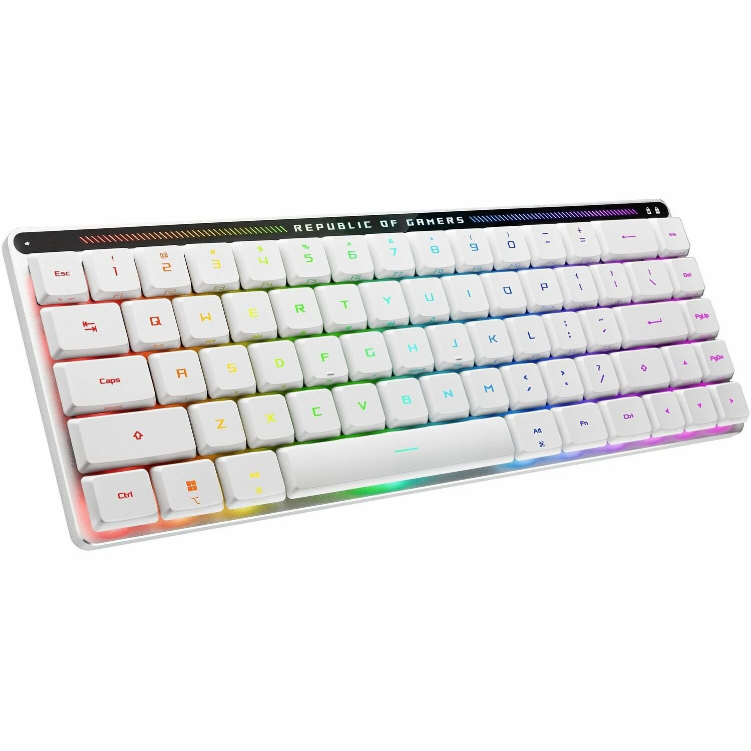 Asus ROG Falchion RX Low Profile Gaming Keyboard - Wired/Wireless Connectivity - USB 2.0 Interface - RGB LED - White