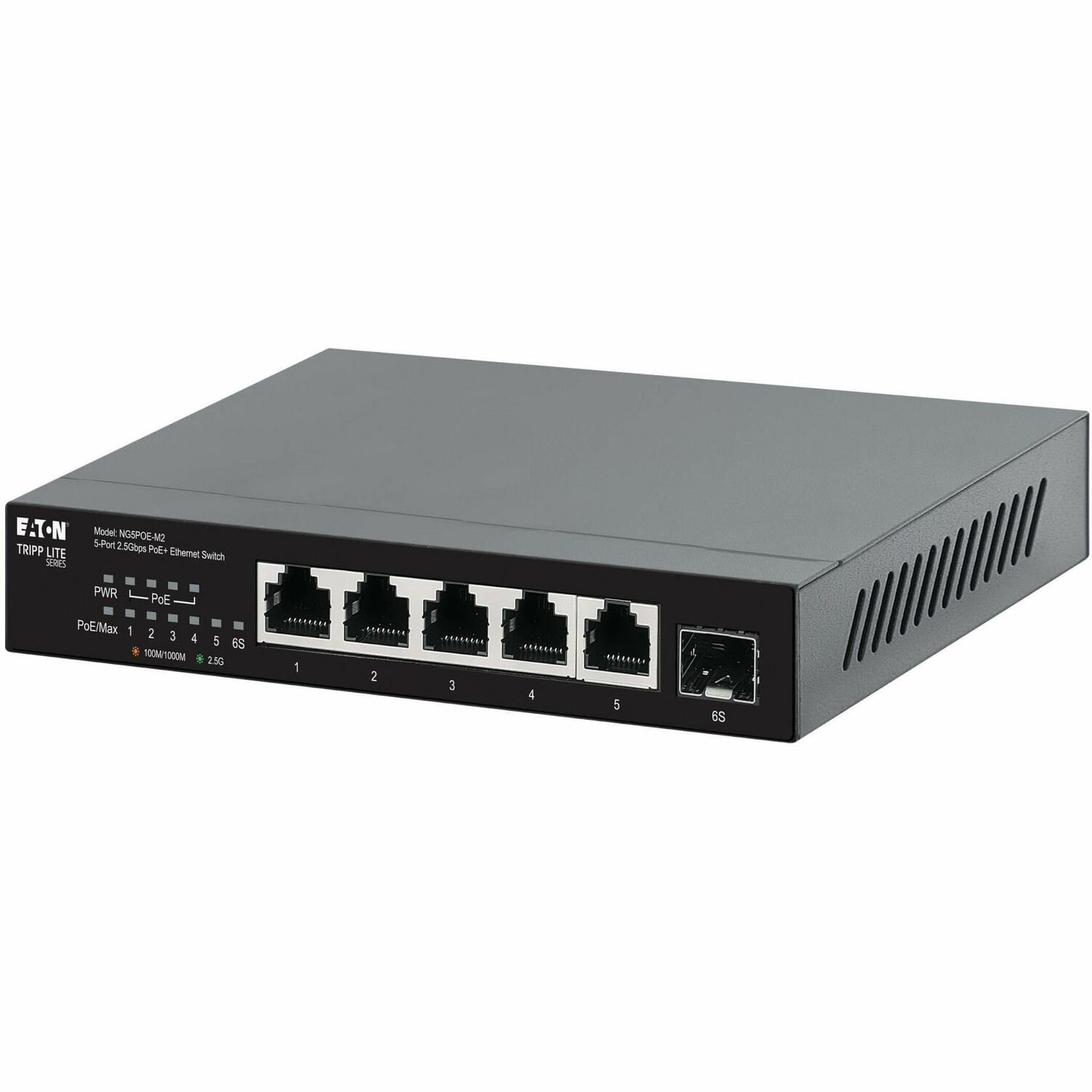 Eaton Tripp Lite Series 5-Port 2.5 Gbps Desktop Gigabit Ethernet Unmanaged Switch with PoE+ Pass-Through, 70W, Metal Enclosure, TAA