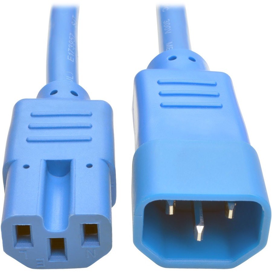 Eaton Tripp Lite Series Power Cord C14 to C15 - Heavy-Duty, 15A, 250V, 14 AWG, 2 ft. (0.61 m), Blue