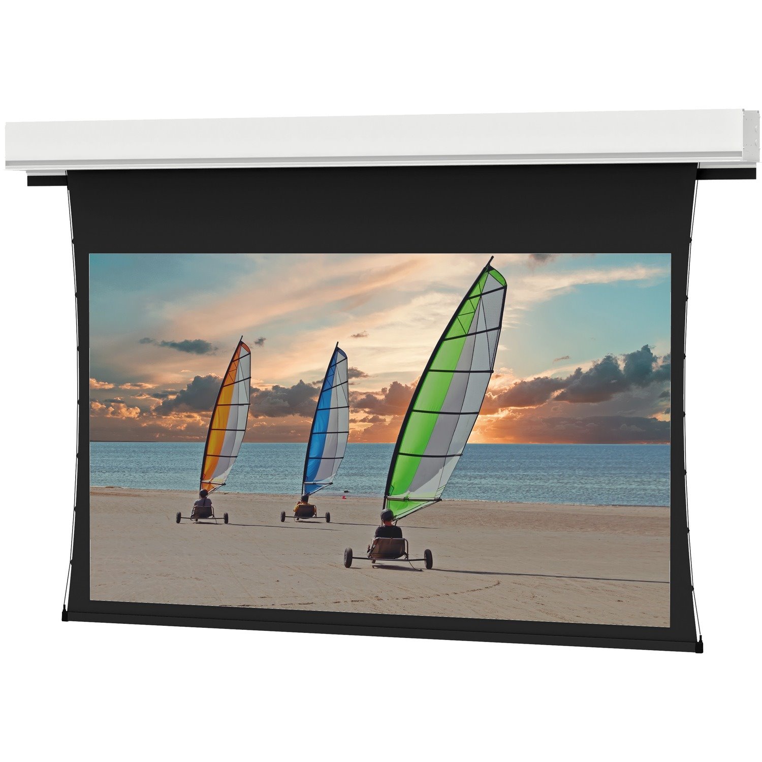 Da-Lite Tensioned Advantage Projection Screen - Ceiling-Recessed Screen - Da-Mat - Automatic Closure Door - 94in