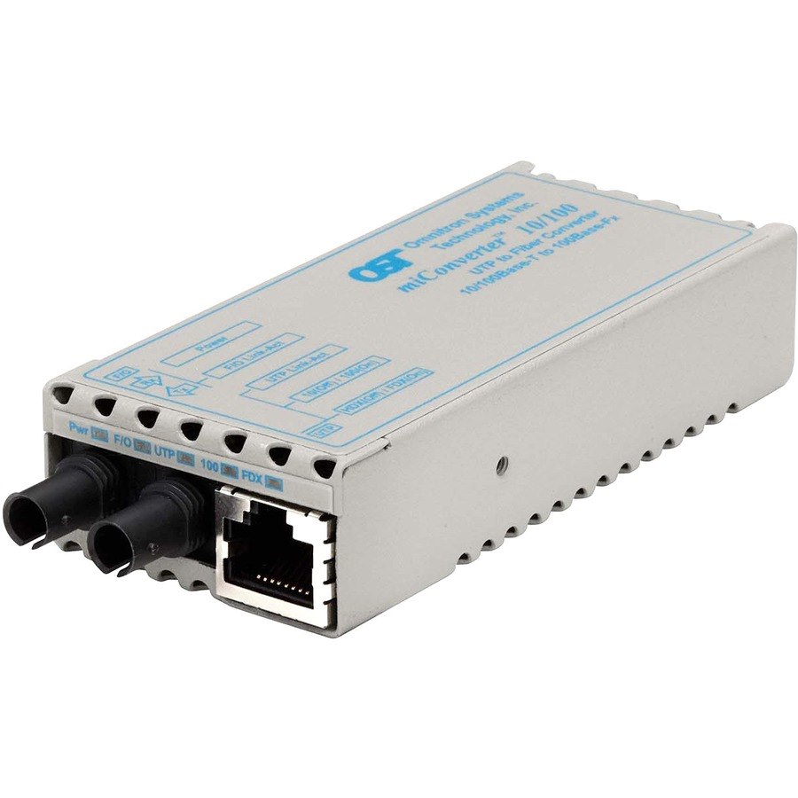 miConverter 10/100 Ethernet Fiber Media Converter RJ45 ST Multimode 5km Wide Temp