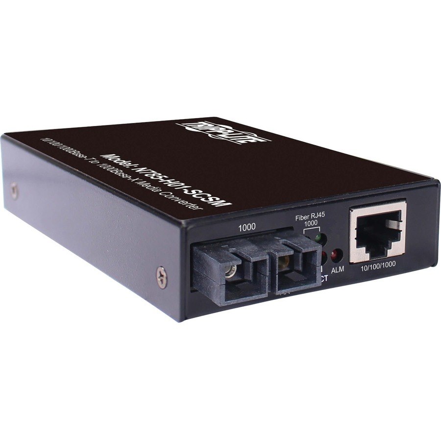 Eaton Tripp Lite Series Hardened Gigabit Fiber to Ethernet Media Converter, 10/100/1000 Mbps, RJ45/SC Singlemode, -10&deg; to 60&deg;C, 10 km (6.2 mi.), TAA