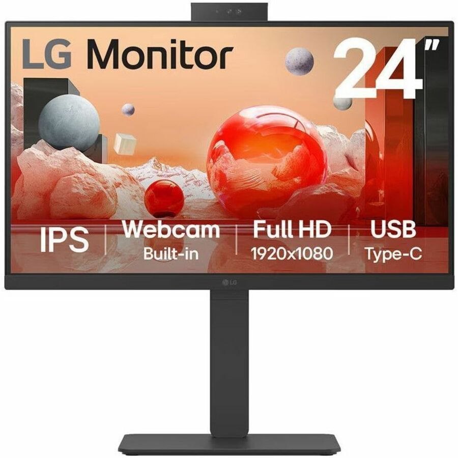 LG 24BA850-B 24" Class Webcam Full HD LCD Monitor - 16:9 - Textured Black