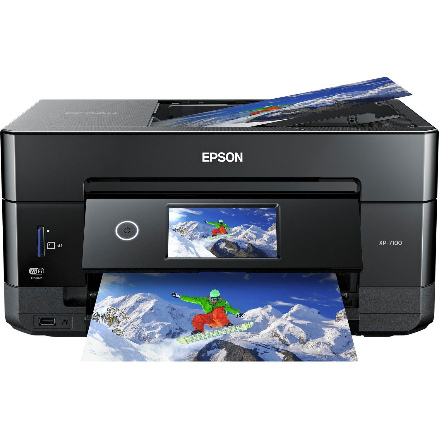 Epson Expression Premium XP-7100 Inkjet Multifunction Printer-Color-Copier/Scanner-5760x1440 dpi Print-Automatic Duplex Print-120 sheets Input-1200 dpi Optical Scan-Wireless LAN-Apple AirPrint-Epson Connect Epson iPrint-Mopria-Epson Email Print