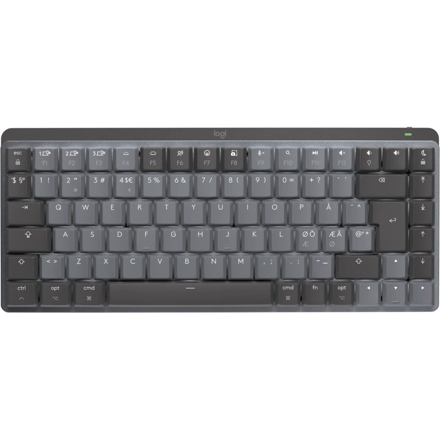 Logitech MX Mechanical Mini Keyboard - Wireless Connectivity - USB Type C Interface - LED - English (UK) - QWERTY Layout - Space Gray