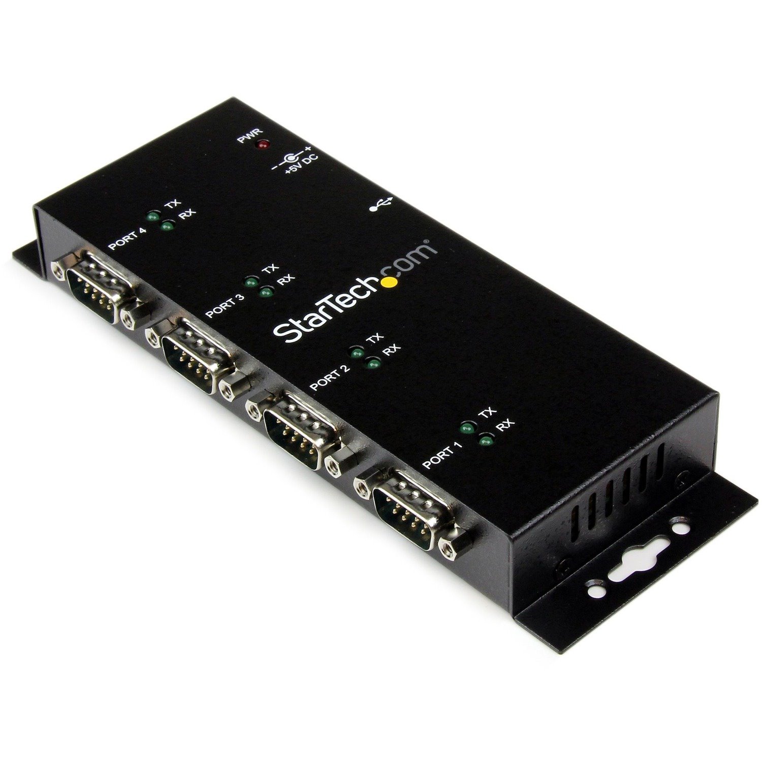 StarTech.com 4 Port USB to Serial RS232 Adapter - Wall Mount - Din Rail - COM Port Retention - FTDI USB to DB9 RS232 Hub (ICUSB2324I)