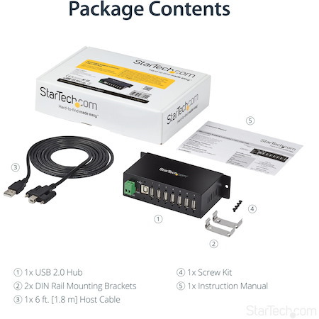StarTech.com Mountable Rugged Industrial 7 Port USB 2.0 Hub