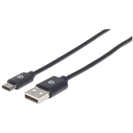 Manhattan USB-C to USB-A Cable, 50cm, Male to Male, Black, 480 Mbps (USB 2.0), USB2AC50CM, Hi-Speed USB, Lifetime Warranty, Polybag