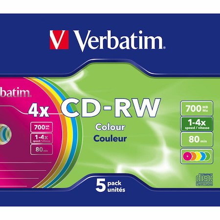 Verbatim DataLifePlus CD Rewritable Media - CD-RW - 4x - 700 MB - 5