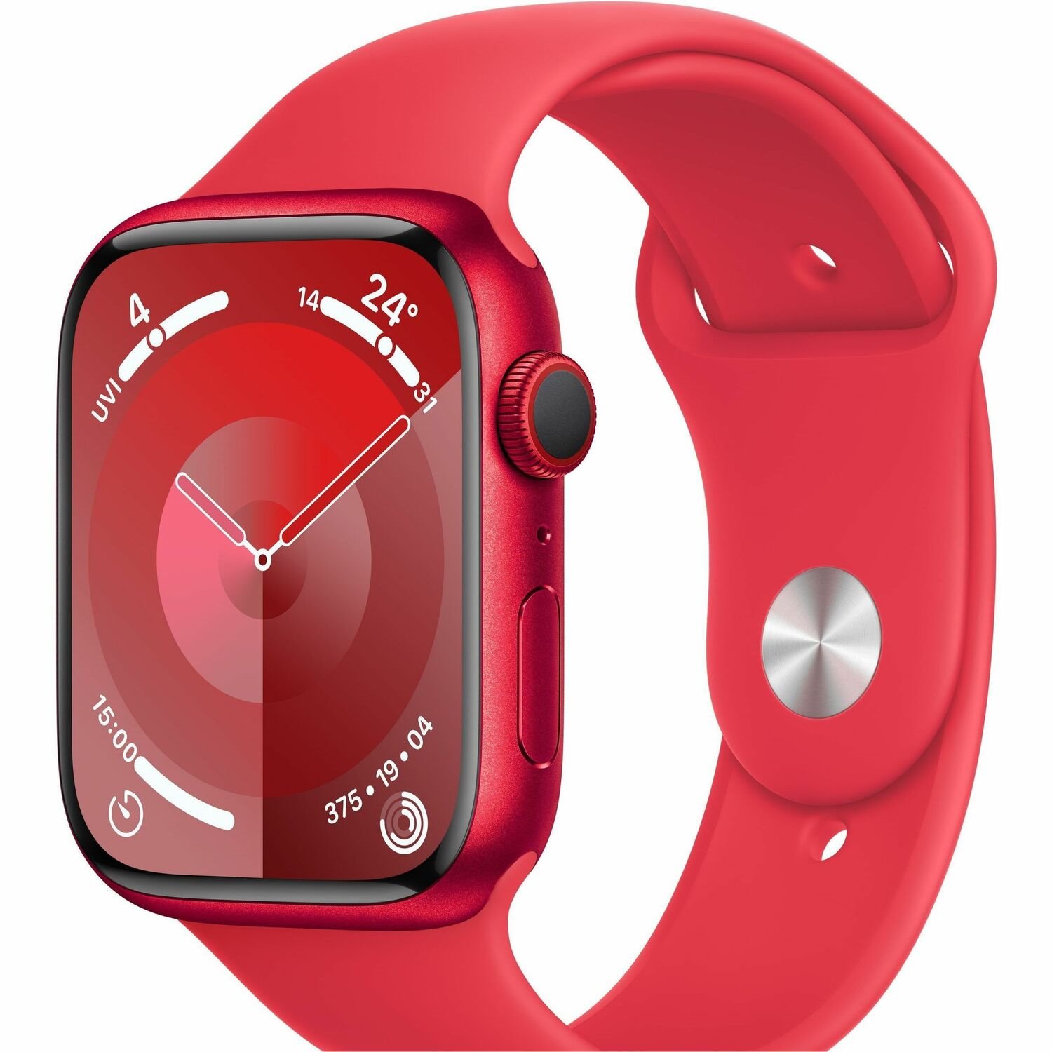 Apple Watch Series 9 Smart Watch - 45 mm Case Height - 38 mm Case Width - Red Case Color - Red Band Color - Glass Body Material - Aluminium Case Material - Wireless LAN - LTE, UMTS