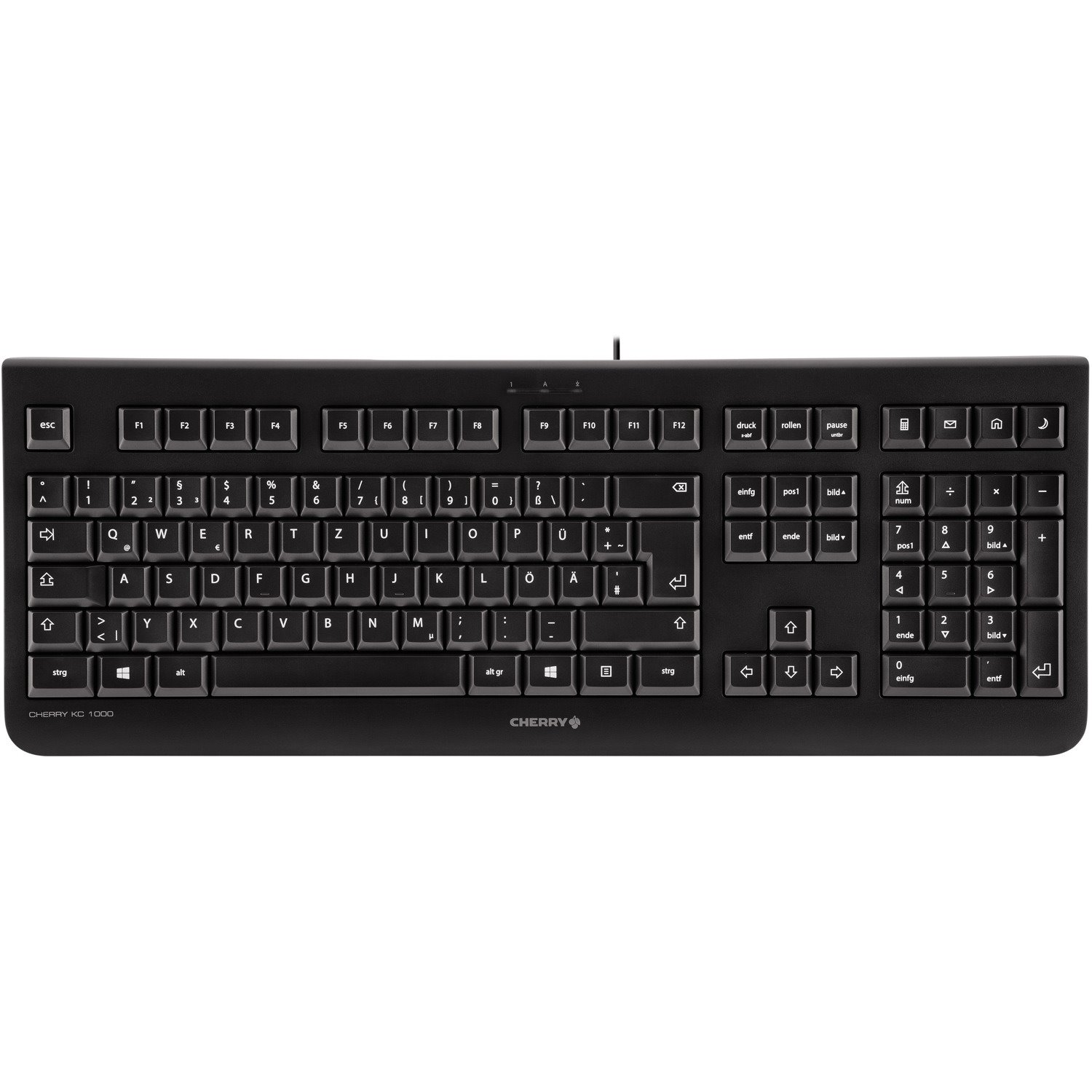 CHERRY KC 1000 Keyboard - Cable Connectivity - USB Interface - Italian - QWERTZ Layout - Black