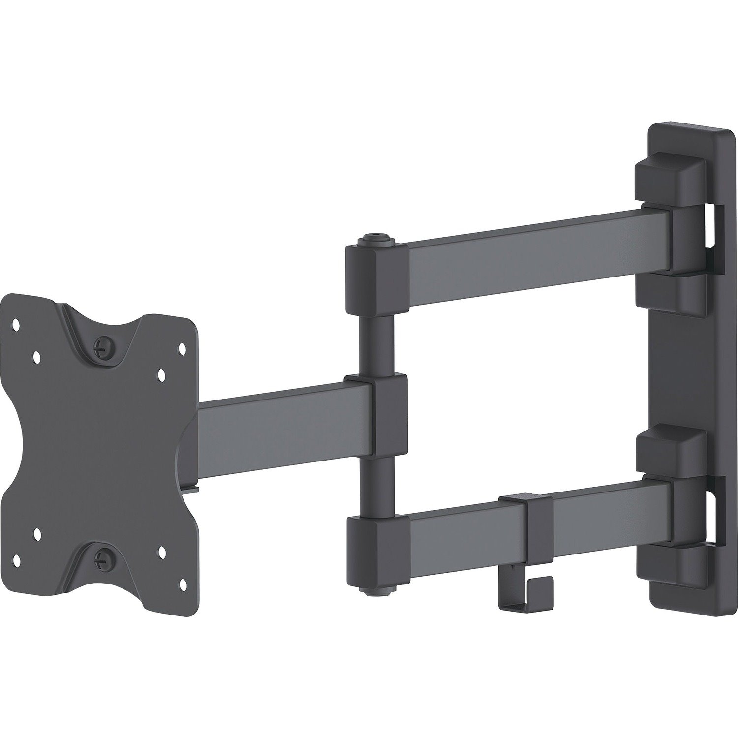 Manhattan TV & Monitor Mount, Wall, Full Motion, 1 screen, Screen Sizes: 13-27" , Black, VESA 75x75 to 100x100mm, 20kg, Tilt & Swivel with 3 Pivots, Lifetime Warranty