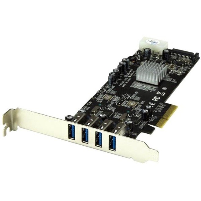 StarTech.com 4 Port PCI Express (PCIe) SuperSpeed USB 3.0 Card Adapter w/ 2 Dedicated 5Gbps Channels - UASP - SATA / LP4 Power