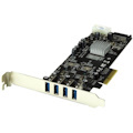 StarTech.com 4 Port PCI Express (PCIe) SuperSpeed USB 3.0 Card Adapter w/ 2 Dedicated 5Gbps Channels - UASP - SATA / LP4 Power