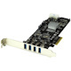 StarTech.com 4 Port PCI Express (PCIe) SuperSpeed USB 3.0 Card Adapter w/ 2 Dedicated 5Gbps Channels - UASP - SATA / LP4 Power