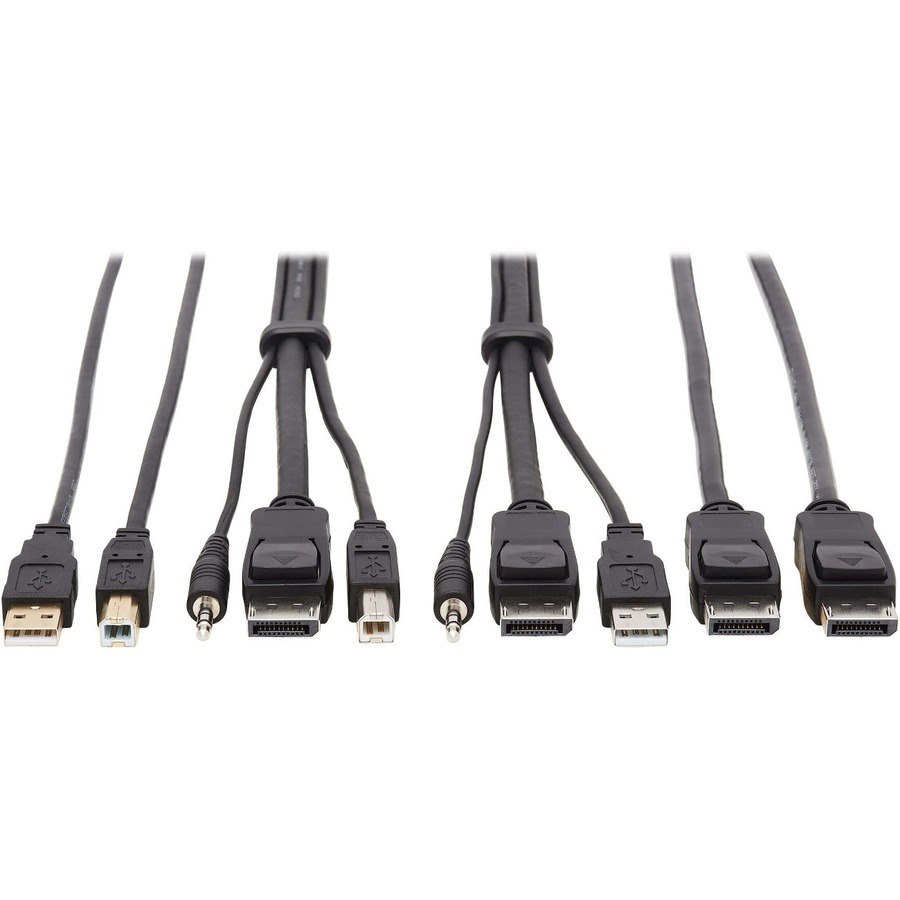 Eaton Tripp Lite Series DisplayPort KVM Cable Kit - DP, USB, 3.5 mm Audio (3xM/3xM) + USB (M/M) + DP (M/M), 4K, 10 ft. (3.05 m), Black