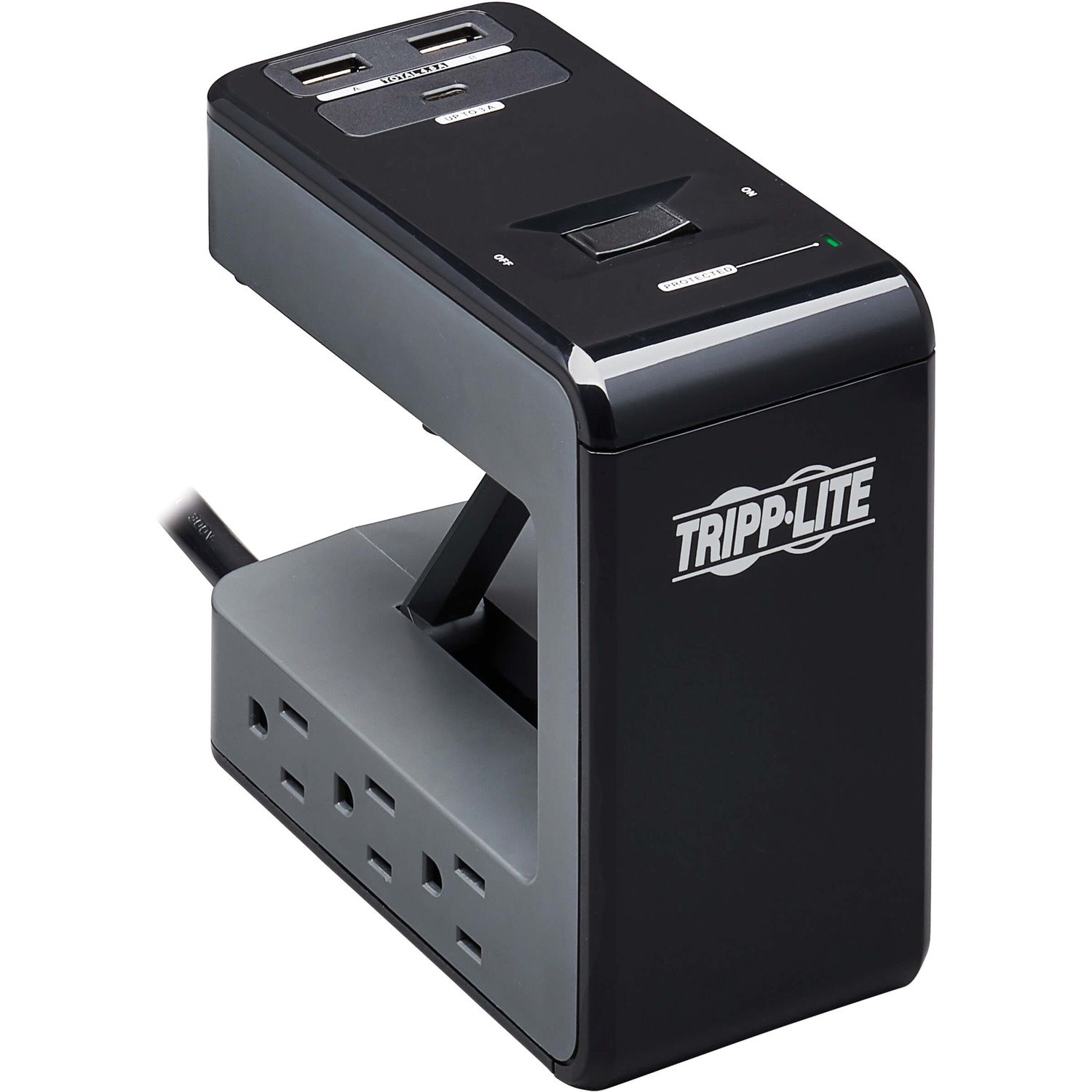 Eaton Tripp Lite Series Safe-IT 6-Outlet Clamp Surge Protector, 5-15R Outlets, 3 USB Charging Ports, 8 ft. (2.4 m) Cord, Antimicrobial Protection