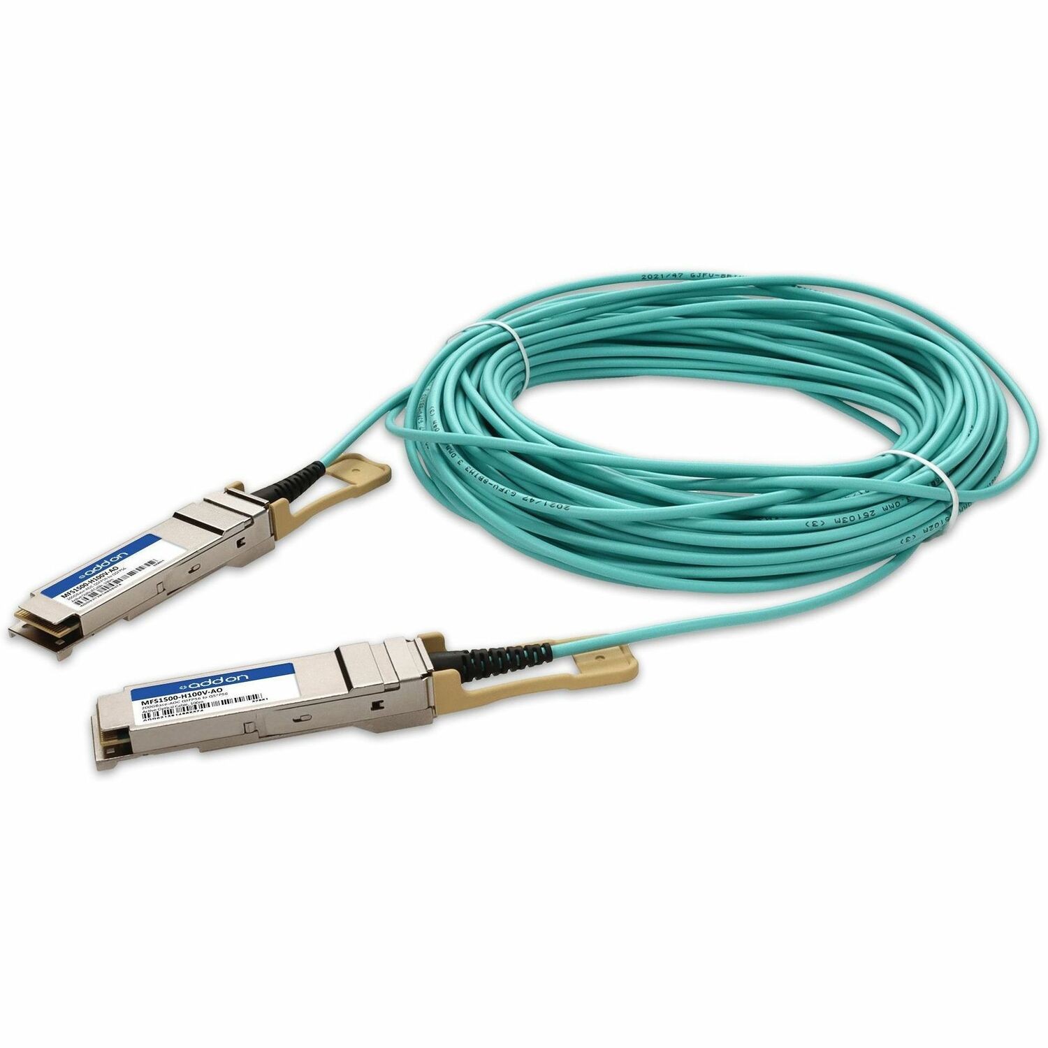 AddOn Mellanox&reg; MFS1S00-H100V Compatible TAA 200GBase-AOC QSFP56 DSP Active Optical Cable (850nm, MMF, 100m)