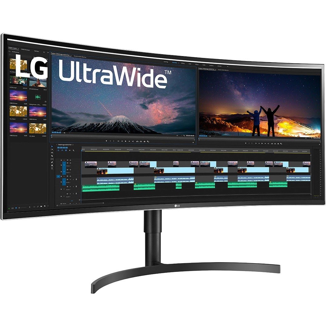 LG Ultrawide 38BN75C-B 38" Class UW-QHD+ Curved Screen LCD Monitor - 21:9 - High Glossy Black, Silver Spray