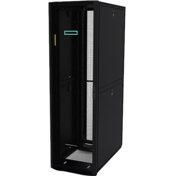 HPE Enterprise 48U Floor Standing Rack Cabinet for LAN Switch, Patch Panel - 800 mm Rack Width x 1075 mm Rack Depth - Black, Silver - TAA Compliant