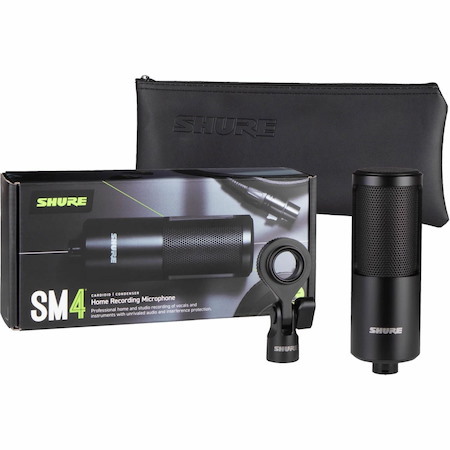 Shure SM4-K Rugged Wired Condenser Microphone for Recording, Home, Home Studio, Stage, Studio, Vocals, Drum, Guitar Amplifier, Horn