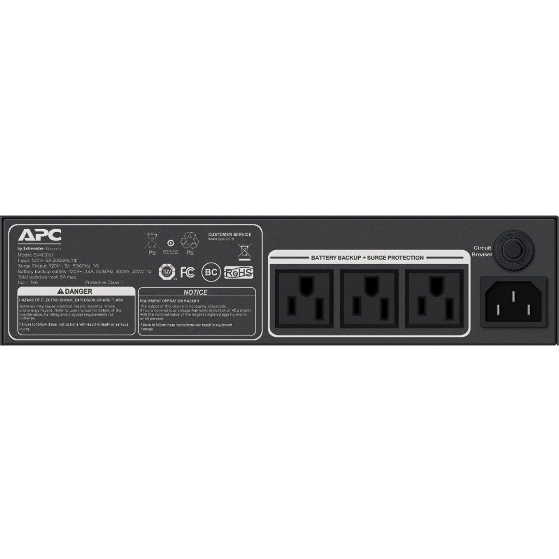 APC Back-UPS 400VA, 120V, Flexible Mounting, Low Profile, Industrial, 3 NEMA outlets