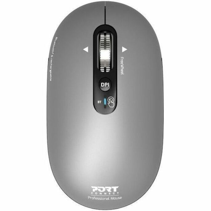 Port Connect PURE MAC Mouse - Bluetooth/Radio Frequency - USB Type A - Optical - 4 Button(s) - Grey