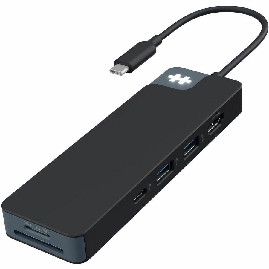 Hyper HyperDrive HD4102BKGL USB Type C Dockingstation voor Monitor, Notebook, Tablet-pc, Harde schijf, Toetsenbord - Oplaadmogelijkheid - Geheugenkaartlezer - SD, microSD - Zwart - Bureaublad