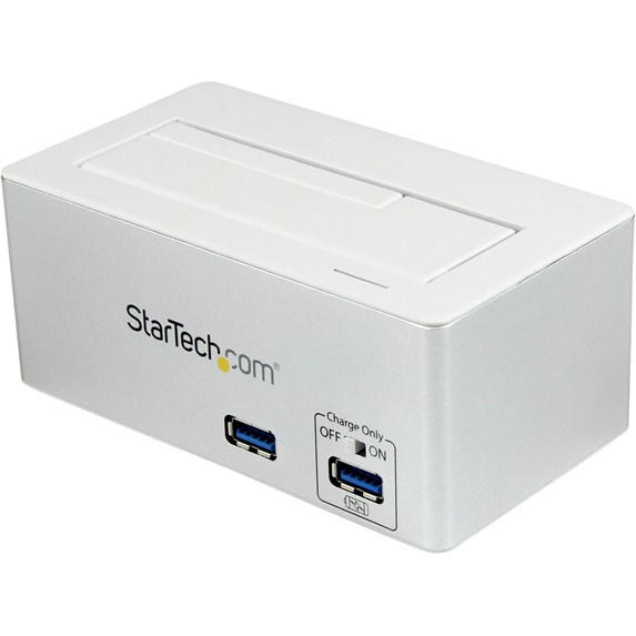 StarTech.com USB 3.0 SATA Hard Drive Docking Station SSD / HDD with integrated Fast Charge USB Hub and UASP For SATA 6 Gbps - White