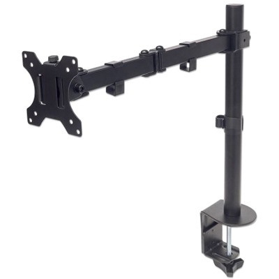 TV & Monitor Mount, Desk, Full Motion, 1 screen, Screen Sizes: 10-27" , Black, Clamp Assembly, VESA 75x75 to 100x100mm, Max 8kg, Lifetime Warranty