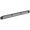 Eaton Tripp Lite Series 24-Port 1U Rack-Mount Cat6a Feedthrough Patch Panel with 90-Degree Down-Angled Ports, RJ45 Ethernet, TAA