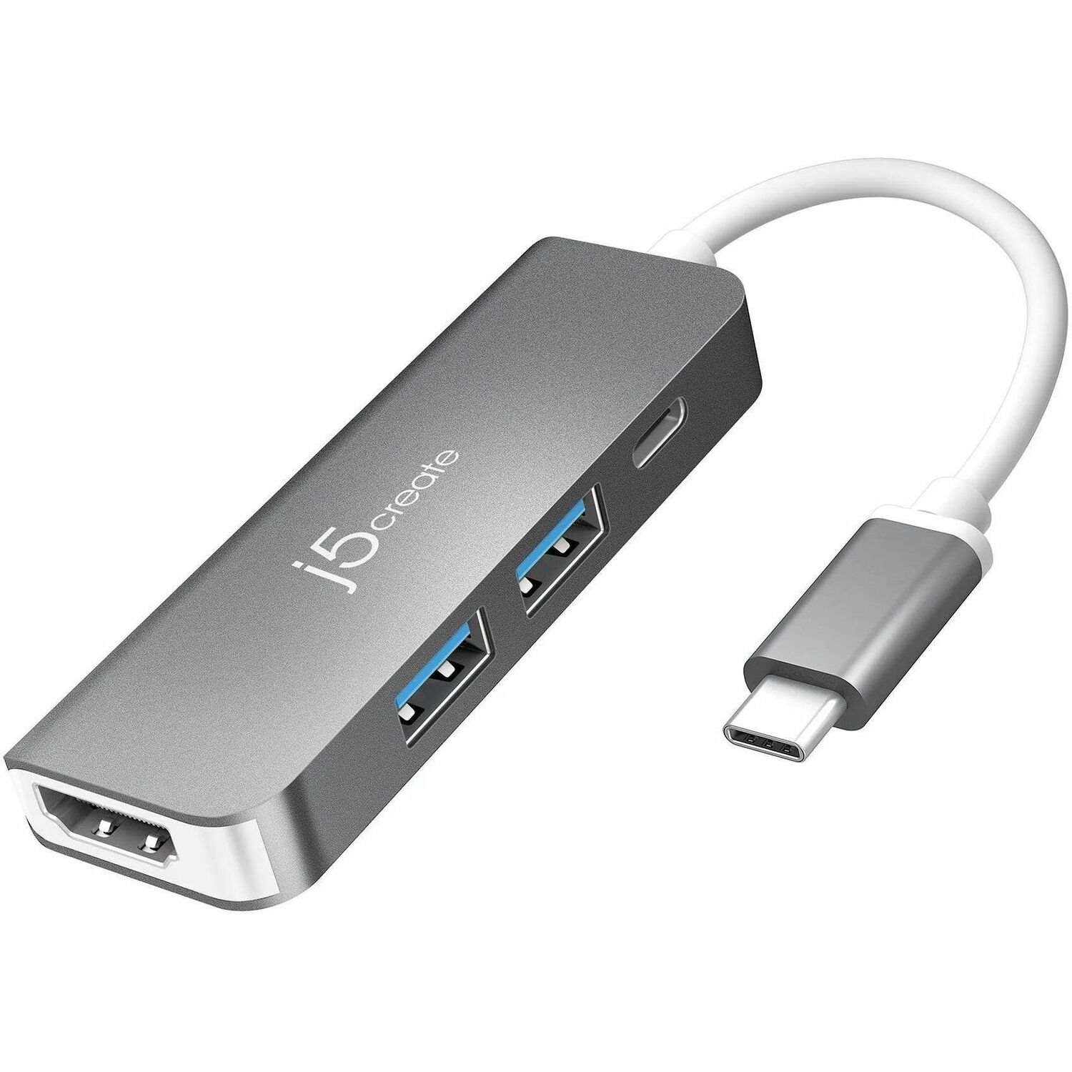 j5create JCD371 USB Type C Docking Station for Mouse, Monitor, Notebook, Projector, Flash Drive - Charging Capability - Space Gray