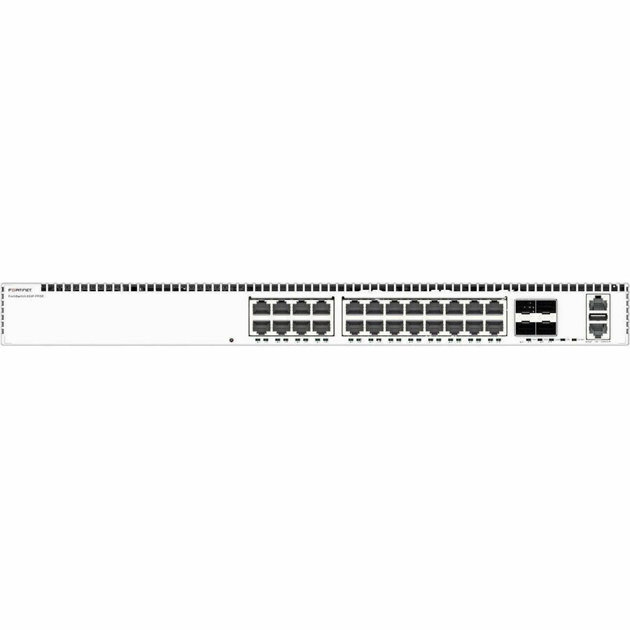 Fortinet FortiSwitch-624F-FPOE Layer 2/3 FortiGate Switch Controller Compatible PoE 802.3BT Switch With 24X 5G RJ45 Ports, 4X 25G SFP28 And MACSec. Max 1400W Poe Output Limit